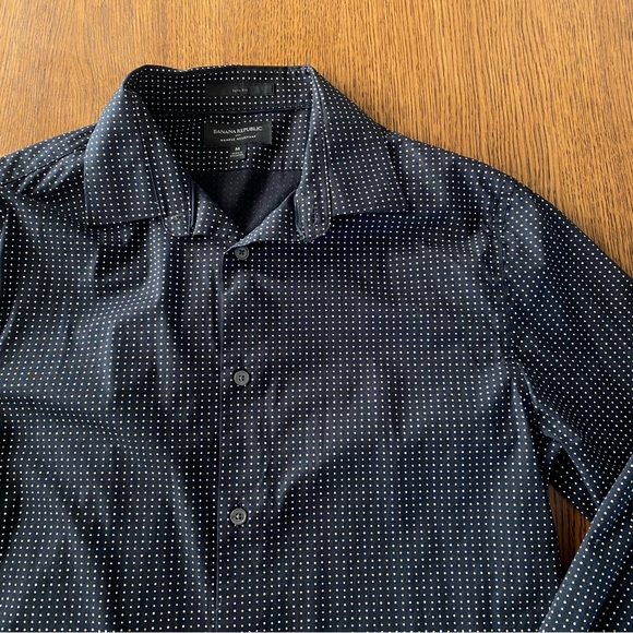Banana Republic Slim Dress Shirt in Black with Dot Pattern - Picture 2 of 6